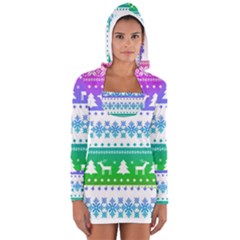 Cute Rainbow Bohemian Women s Long Sleeve Hooded T-shirt by Brittlevirginclothing