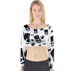 Gentlemen - Black And White Long Sleeve Crop Top by Valentinaart