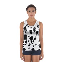 Gentlemen - Black And White Women s Sport Tank Top  by Valentinaart