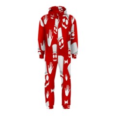 Gentlemen - Red And White Pattern Hooded Jumpsuit (kids) by Valentinaart