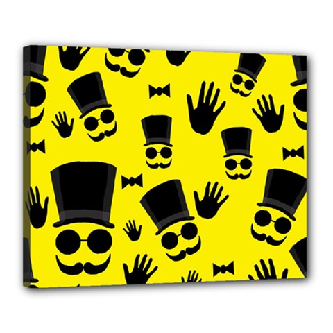 Gentlemen - Yellow Pattern Canvas 20  X 16  by Valentinaart