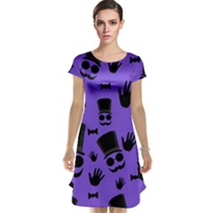 Gentleman purple pattern Cap Sleeve Nightdress