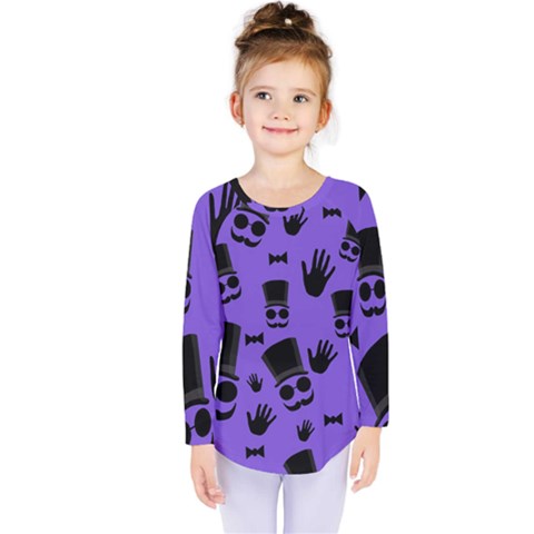 Gentleman Purple Pattern Kids  Long Sleeve Tee by Valentinaart