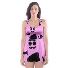 Gentleman - Pink Pattern Skater Dress Swimsuit by Valentinaart