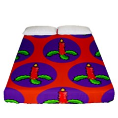 Christmas Candles Seamless Pattern Fitted Sheet (queen Size) by Amaryn4rt