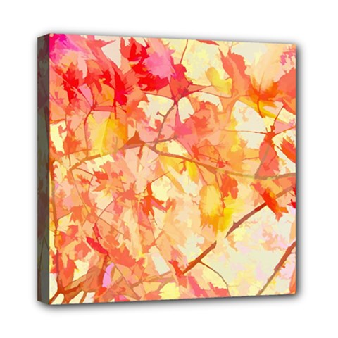 Monotype Art Pattern Leaves Colored Autumn Mini Canvas 8  X 8 
