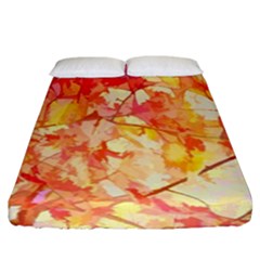 Monotype Art Pattern Leaves Colored Autumn Fitted Sheet (california King Size) by Amaryn4rt