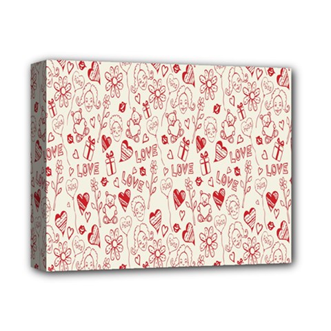 Heart Surface Kiss Flower Bear Love Valentine Day Deluxe Canvas 14  x 11 