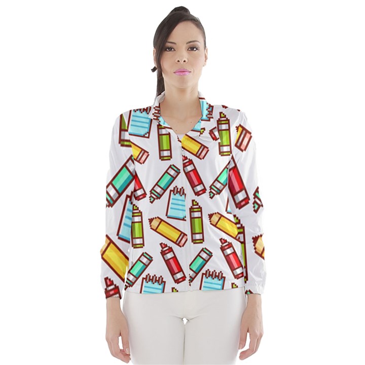 Seamless Pixel Art Pattern Wind Breaker (Women)