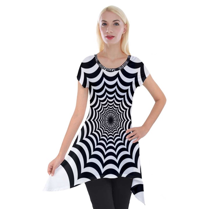 Spider Web Hypnotic Short Sleeve Side Drop Tunic