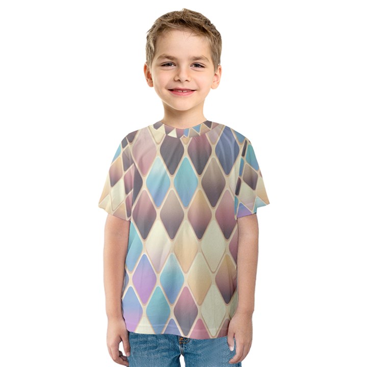 Abstract Colorful Background Tile Kids  Sport Mesh Tee