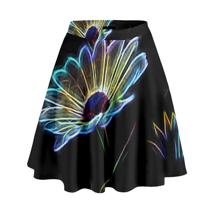 Flower Pattern Design Abstract Background High Waist Skirt