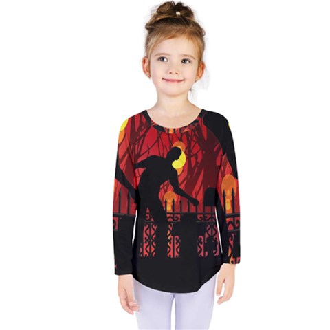 Horror Zombie Ghosts Creepy Kids  Long Sleeve Tee by Amaryn4rt