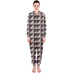 Brown Triangles Background Pattern  Hooded Jumpsuit (ladies) 