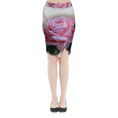 Rose Pink Flowers Pink Saturday Midi Wrap Pencil Skirt by Amaryn4rt