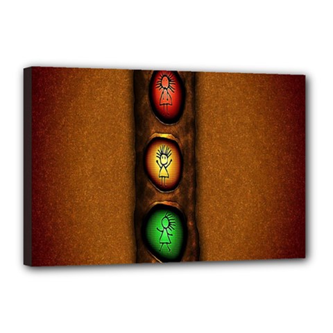 Traffic Light Green Red Yellow Canvas 18  x 12 