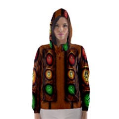 Traffic Light Green Red Yellow Hooded Wind Breaker (Women)