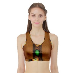 Traffic Light Green Red Yellow Sports Bra with Border