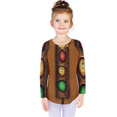 Traffic Light Green Red Yellow Kids  Long Sleeve Tee