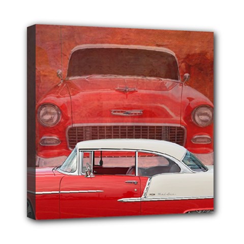 Classic Car Chevy Bel Air Dodge Red White Vintage Photography Mini Canvas 8  X 8  by yoursparklingshop