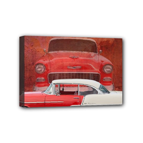 Classic Car Chevy Bel Air Dodge Red White Vintage Photography Mini Canvas 6  X 4  by yoursparklingshop