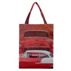 Classic Car Chevy Bel Air Dodge Red White Vintage Photography Classic Tote Bag by yoursparklingshop