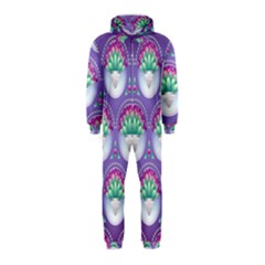 Background Floral Pattern Purple Hooded Jumpsuit (kids)