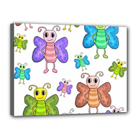 Colorful, Cartoon Style Butterflies Canvas 16  X 12  by Valentinaart