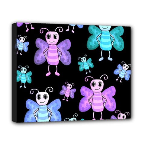 Blue and purple butterflies Deluxe Canvas 20  x 16  