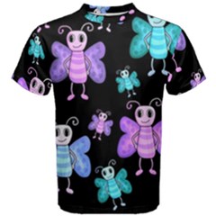 Blue and purple butterflies Men s Cotton Tee