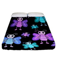 Blue and purple butterflies Fitted Sheet (California King Size)