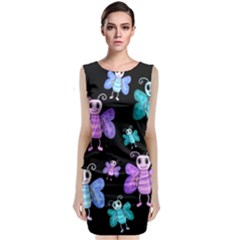 Blue and purple butterflies Classic Sleeveless Midi Dress