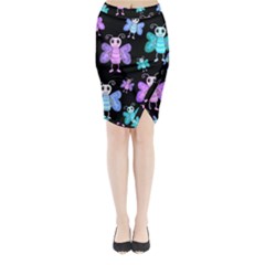 Blue and purple butterflies Midi Wrap Pencil Skirt