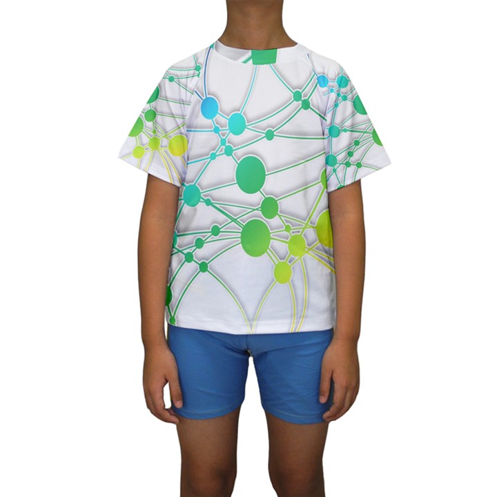 Network Connection Structure Knot Kids  Short Sleeve Swimwear