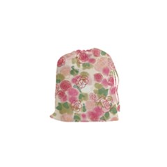 Aquarelle Pink Flower  Drawstring Pouches (xs)  by Brittlevirginclothing