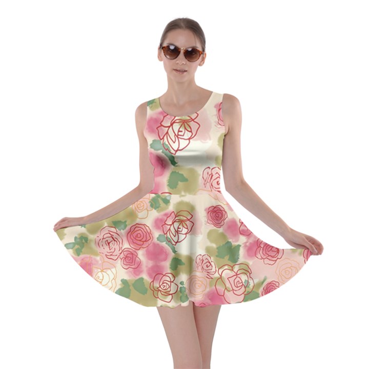 Aquarelle pink flower  Skater Dress