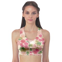 Aquarelle Pink Flower  Sports Bra by Brittlevirginclothing