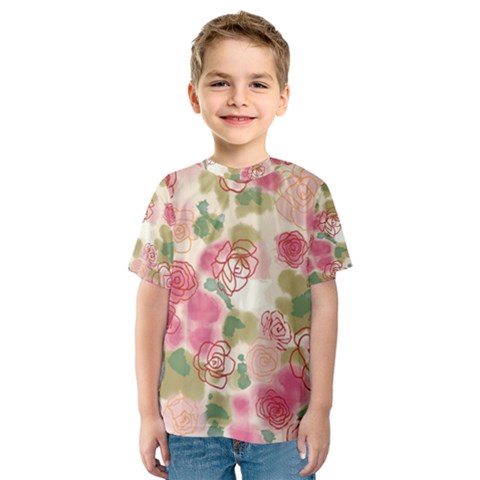 Aquarelle Pink Flower  Kids  Sport Mesh Tee by Brittlevirginclothing