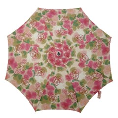 Aquarelle Pink Flower  Hook Handle Umbrellas (large) by Brittlevirginclothing