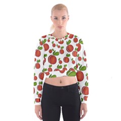 Peaches Pattern Women s Cropped Sweatshirt by Valentinaart