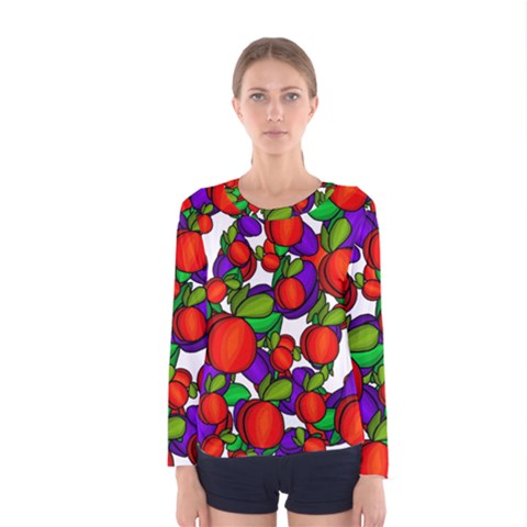 Peaches And Plums Women s Long Sleeve Tee by Valentinaart