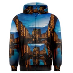 Hamburg City Blue Hour Night Men s Zipper Hoodie by Amaryn4rt