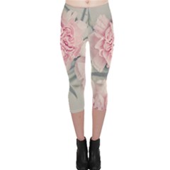 Cloves Flowers Pink Carnation Pink Capri Leggings  by Amaryn4rt