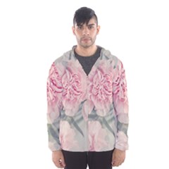 Cloves Flowers Pink Carnation Pink Hooded Wind Breaker (Men)