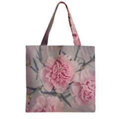 Cloves Flowers Pink Carnation Pink Zipper Grocery Tote Bag