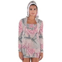 Cloves Flowers Pink Carnation Pink Women s Long Sleeve Hooded T-shirt