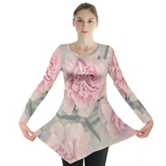 Cloves Flowers Pink Carnation Pink Long Sleeve Tunic 