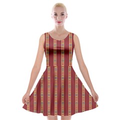 Pattern Background Red Stripes Velvet Skater Dress by Amaryn4rt