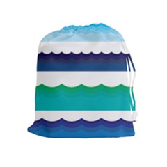 Water Border Water Waves Ocean Sea Drawstring Pouches (extra Large) by Amaryn4rt