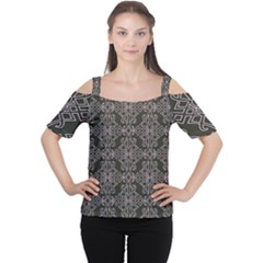 Line Geometry Pattern Geometric Women s Cutout Shoulder Tee